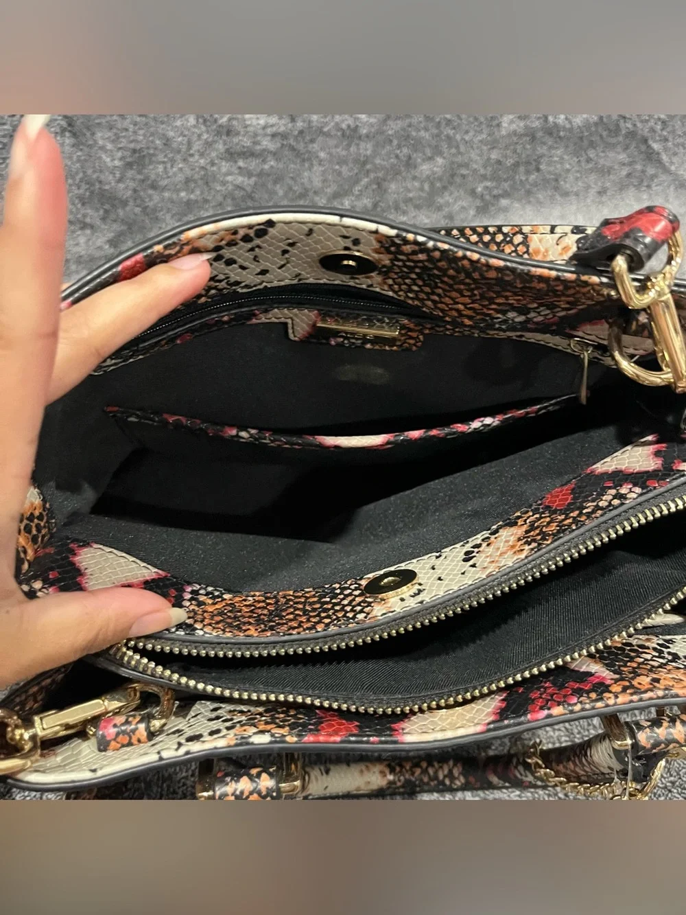 ALDO Legoiri Top Handle Bag (Red/Multicolor Snakeskin variant)